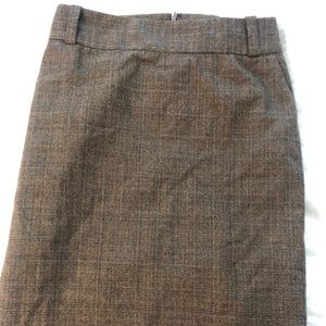 Brown check wool pencil skirt